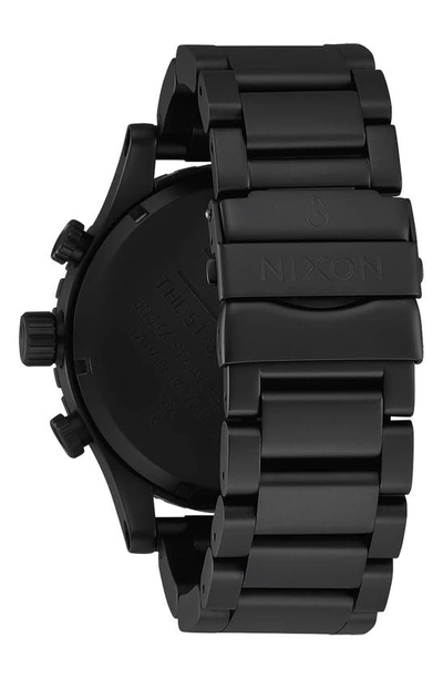 Shop Nixon 51-30 Chronograph Bracelet Watch, 51mm In All Matte Black / Black