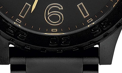 Shop Nixon 51-30 Chronograph Bracelet Watch, 51mm In Matte Black / Gold