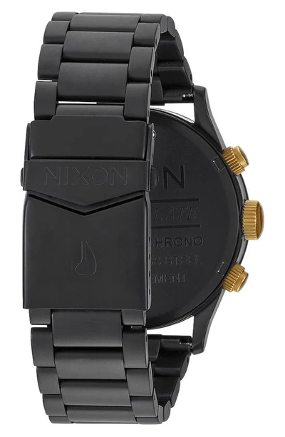 Shop Nixon Sentry Chronograph Bracelet Watch, 42mm In Matte Black / Gold