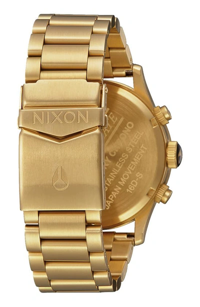 Shop Nixon Sentry Chronograph Bracelet Watch, 42mm In All Gold / Black