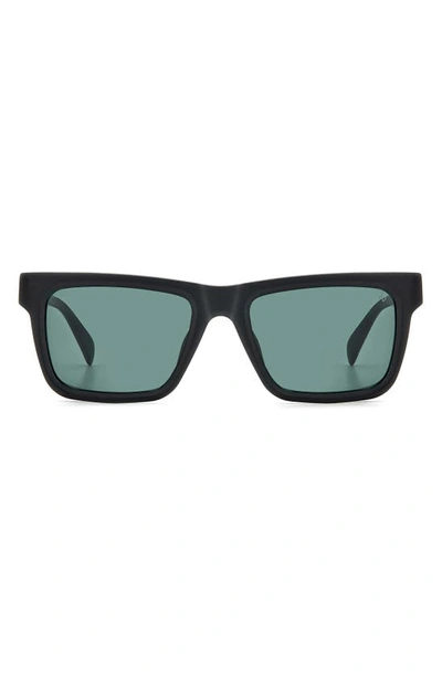 Shop Rag & Bone 54mm Rectangular Sunglasses In Matte Black/ Green