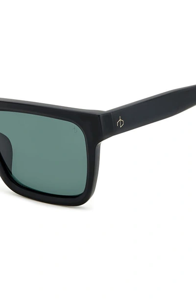 Rag & Bone 54mm Rectangular Sunglasses In Matte Black/ Green