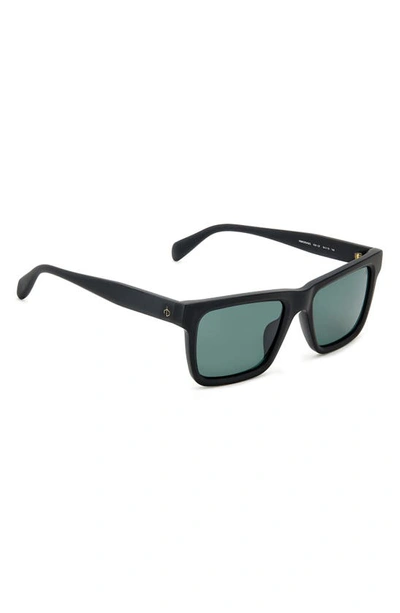 Rag & Bone 54mm Rectangular Sunglasses In Matte Black/ Green