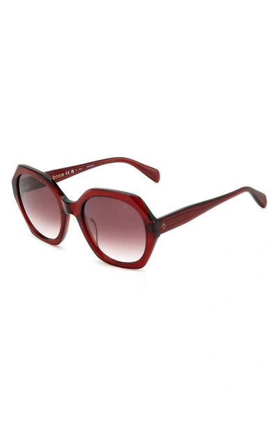 Shop Rag & Bone 55mm Gradient Round Sunglasses In Burgundy/ Burgundy Shaded