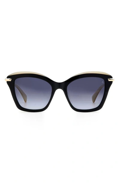Shop Rag & Bone 53mm Cat Eye Sunglasses In Black Beige/ Grey Shaded
