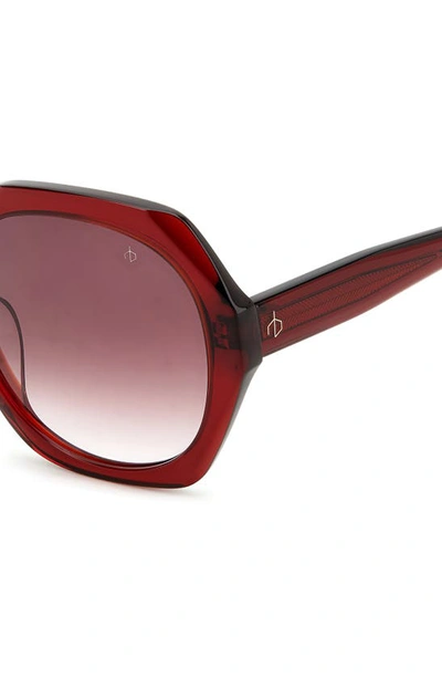 Shop Rag & Bone 55mm Gradient Round Sunglasses In Burgundy/ Burgundy Shaded