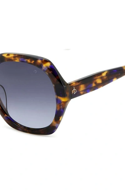 Rag & Bone 55mm Gradient Round Sunglasses In Brown Blue Havana/ Grey
