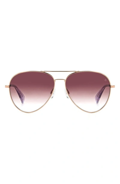 Shop Rag & Bone 59mm Aviator Sunglasses In Red Gold/ Burgundy Shaded