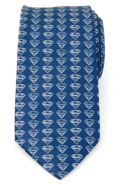 Shop Cufflinks, Inc X Dc Comics Superman Shield Silk Blend Tie In Blue