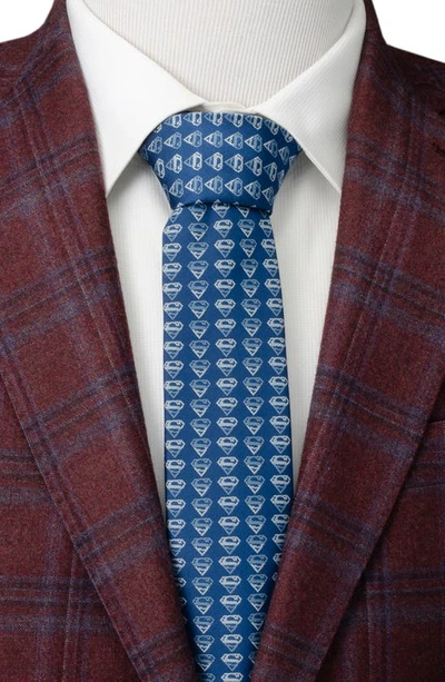 Shop Cufflinks, Inc X Dc Comics Superman Shield Silk Blend Tie In Blue