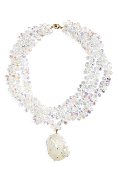 Shop Isshi Swhirlpool Beaded Layered Pendant Necklace In Crystal