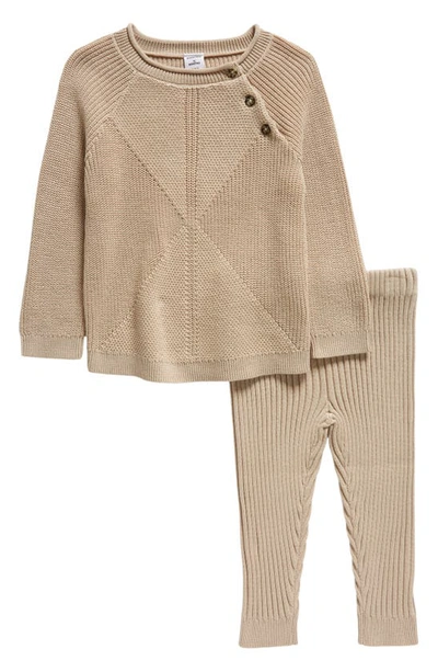 Shop Nordstrom Essential Cotton Sweater & Knit Leggings Set In Tan Oxford