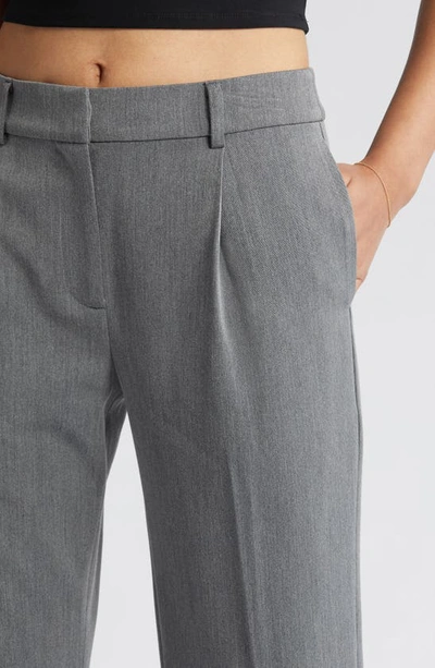 Shop Open Edit Pleated Mid Rise Stretch Twill Trousers In Grey Heather