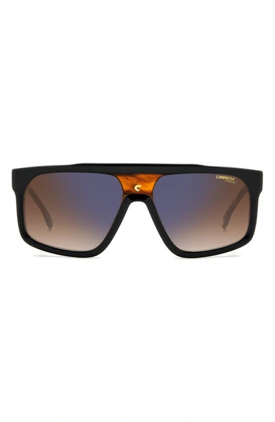 Shop Carrera Eyewear 59mm Flat Top Sunglasses In Black Horn/ Brown Blue Mirror