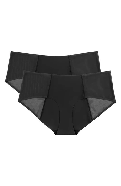 Shop Uwila Warrior Happy Seams 2-pack Mesh Trim Briefs In Tap Shoe Black