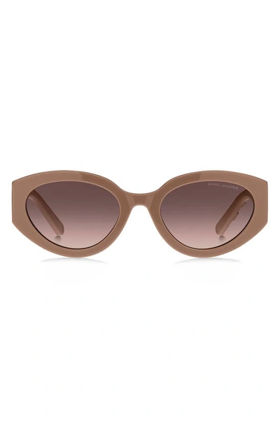Shop Marc Jacobs 54mm Round Sunglasses In Beige Brown/ Brown Gradient