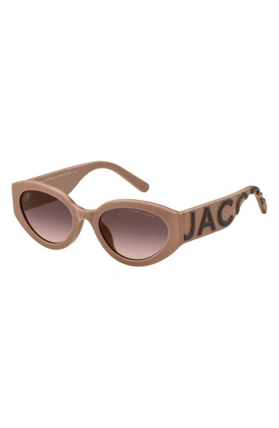 Shop Marc Jacobs 54mm Round Sunglasses In Beige Brown/ Brown Gradient