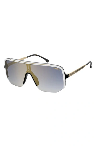 Shop Carrera Eyewear 99mm Oversize Shield Sunglasses In White Black/ Blsf Gdsp