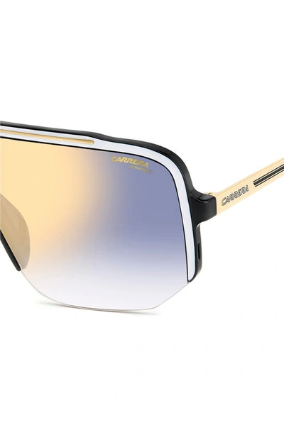 Shop Carrera Eyewear 99mm Oversize Shield Sunglasses In White Black/ Blsf Gdsp