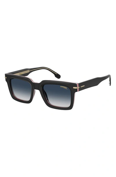 Shop Carrera Eyewear 52mm Rectangular Sunglasses In Str Black/ Blue Shaded