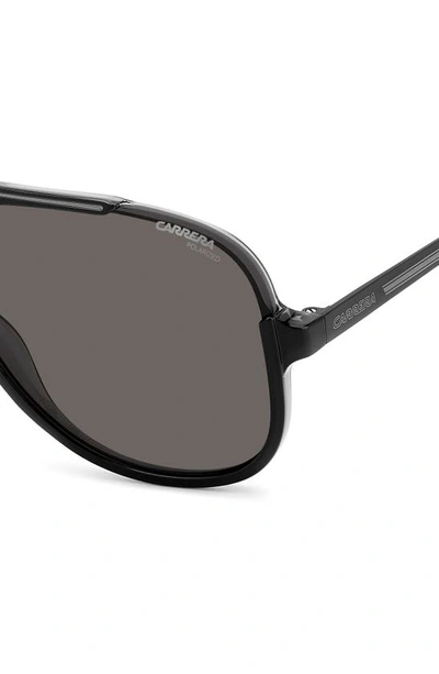Shop Carrera Eyewear 64mm Oversize Aviator Sunglasses In Black Grey/ Gray Polar