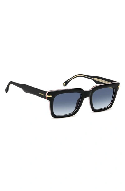 Shop Carrera Eyewear 52mm Rectangular Sunglasses In Str Black/ Blue Shaded