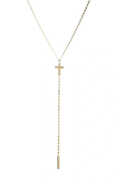 Shop Lana Petite Malibu Cross Bar Lariat Necklace In Yellow Gold