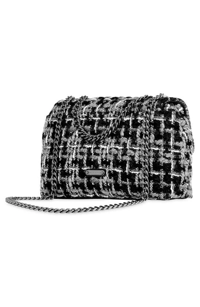 Shop Rebecca Minkoff Medium Edie Tweed Convertible Crossbody Bag In Nero/ Black