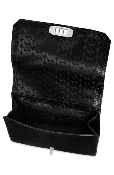 Shop Rebecca Minkoff Love Croc Embossed Leather Crossbody Bag In Black/ Black