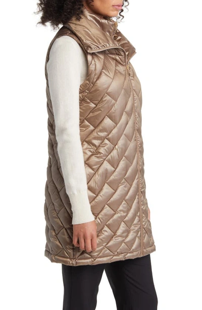 Shop Via Spiga Quilted Puffer Vest With Bib In Gold