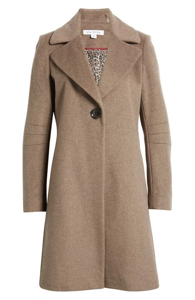 Via Spiga Walker Single Breasted Wool Blend Coat In Portabello