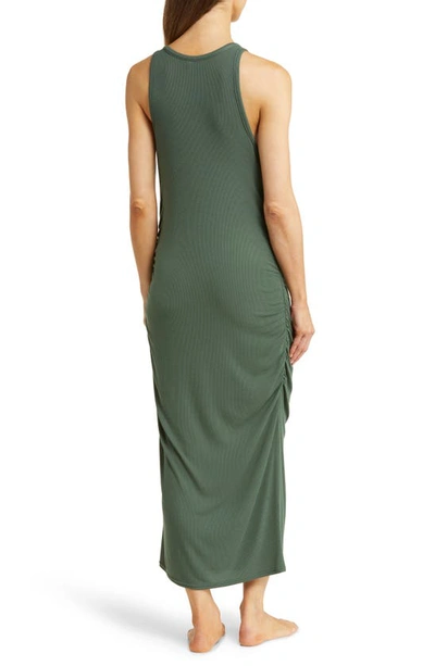 Shop Nordstrom Moonlight Eco Ruched Rib Nightgown In Green Cilantro
