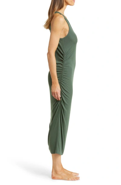 Shop Nordstrom Moonlight Eco Ruched Rib Nightgown In Green Cilantro