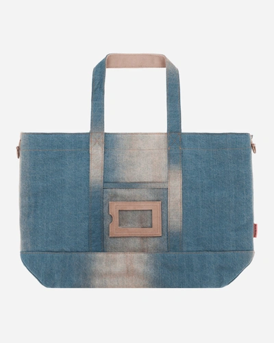 Shop Acne Studios Denim Tote Bag Light Blue / Beige In Multicolor