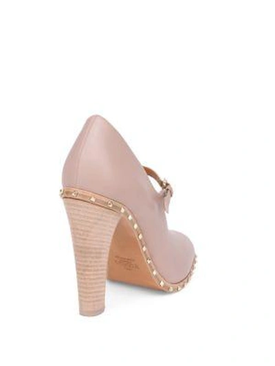 Shop Valentino Rockstud Leather Mary Janes In Poudre