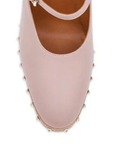 Shop Valentino Rockstud Leather Mary Janes In Poudre