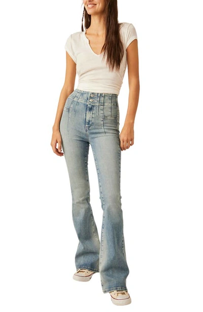 Shop Free People We The Free Jayde Flare Jeans In Hayley Blue
