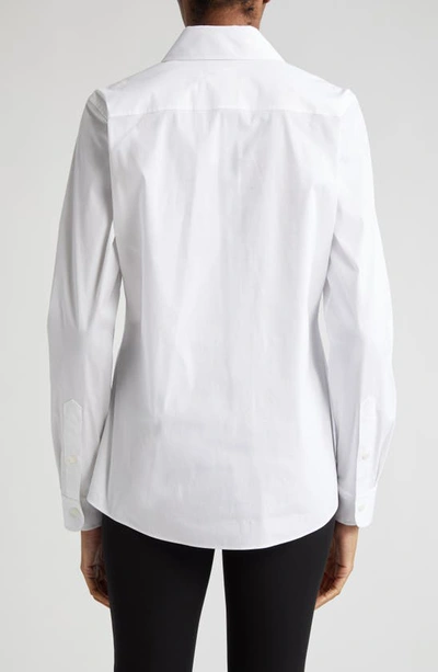 Shop Lafayette 148 Point Collar Stretch Cotton Button-up Shirt In White