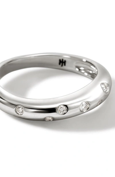 Shop John Hardy Surf Diamond Band Ring In Silver