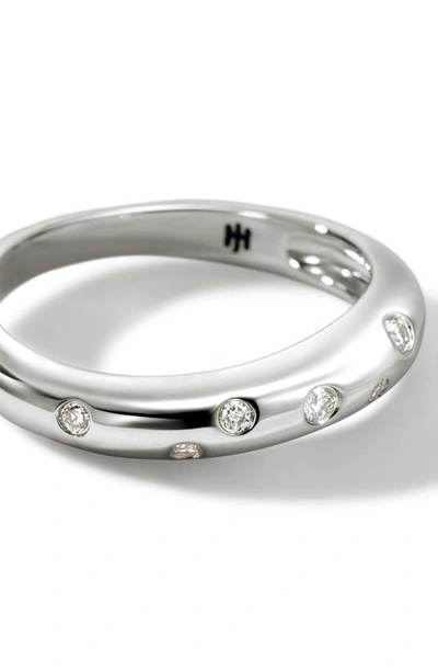John Hardy Surf Diamond Band Ring In Silver