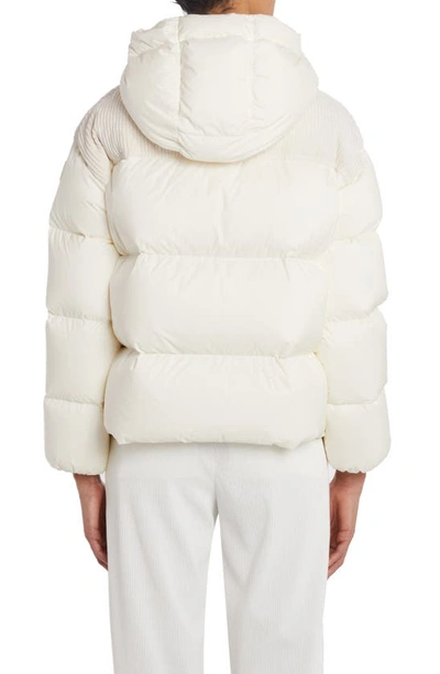 Shop Moncler Jaseur Mixed Media Down Puffer Jacket In White