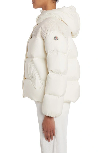 Shop Moncler Jaseur Mixed Media Down Puffer Jacket In White