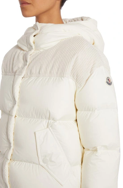 Shop Moncler Jaseur Mixed Media Down Puffer Jacket In White