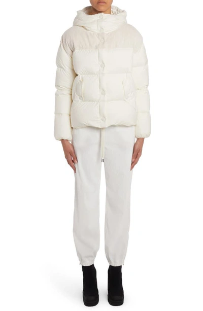 Shop Moncler Jaseur Mixed Media Down Puffer Jacket In White