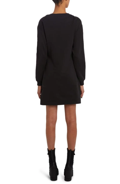 Shop Moncler Long Sleeve Skater Sweatshirt Dress In Black