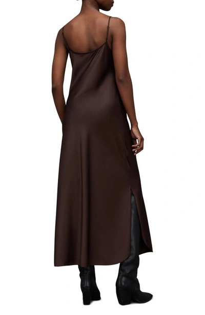 Shop Allsaints Hadley Satin Slipdress In Warm Cacao Brown