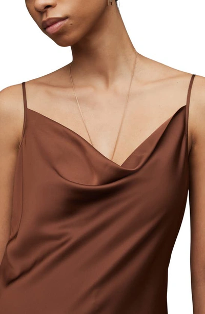 Shop Allsaints Hadley Satin Slipdress In Warm Cacao Brown