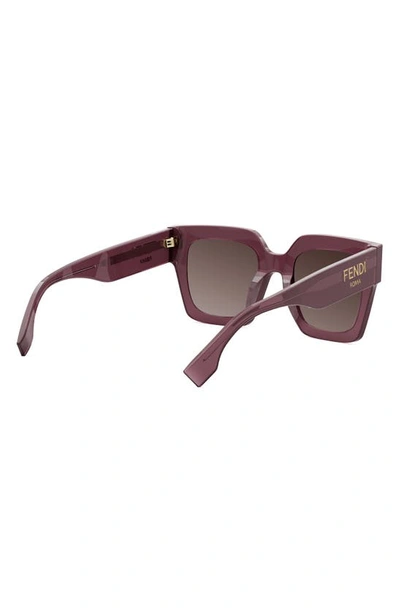 Shop Fendi Roma 50mm Square Sunglasses In Shiny Violet / Gradient Brown