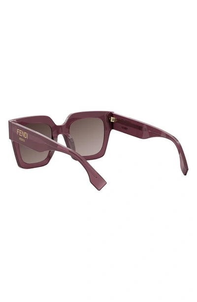 Shop Fendi Roma 50mm Square Sunglasses In Shiny Violet / Gradient Brown