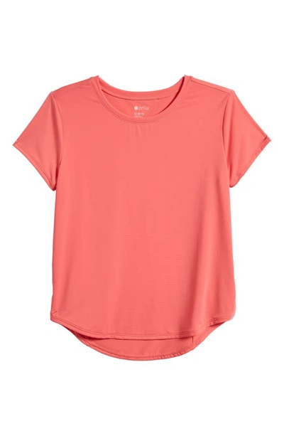 Shop Zella Girl Kids' Never Give Up T-shirt In Coral Sunkiss